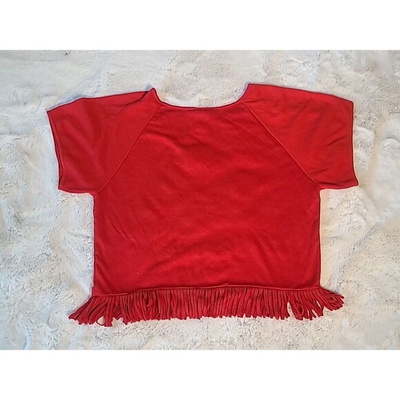 Sunday Comics Disney Fringe Top Minnie & Clarabelle Cow Yarn Graphic Knit VTG -M - Picture 10 of 13